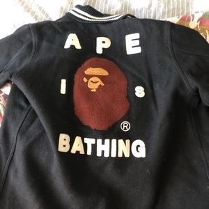 Bape wool varsity/bomber jacket — Like new!